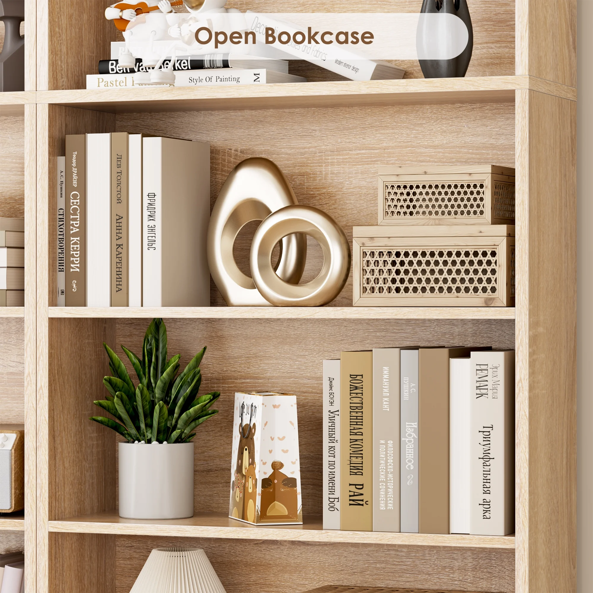 Homfa 82" Tall Bookcases, Freestanding Display Storage Shelves, 7-Tier Open Bookshelf for Home Office Living Room Bedroom, White - Image 14
