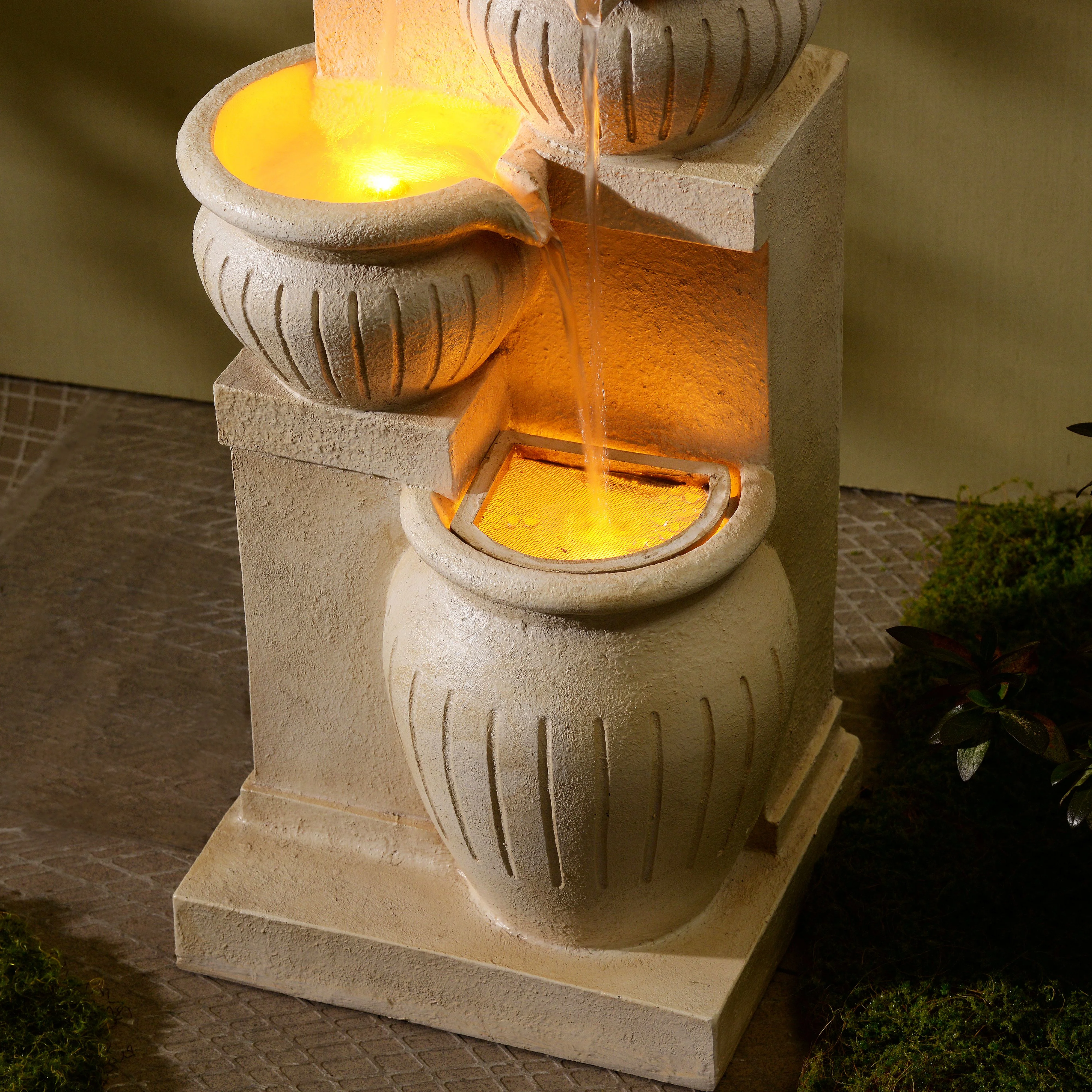 Teamson Home Outdoor Water Fountain with Lights-C 4-Tier Cascading Bowl Design with LED Light & Solar Pump, Solar-Powered Water Fountain Outdoor Garden, Yard, or Patio D-cor, Navy Blue - Image 27