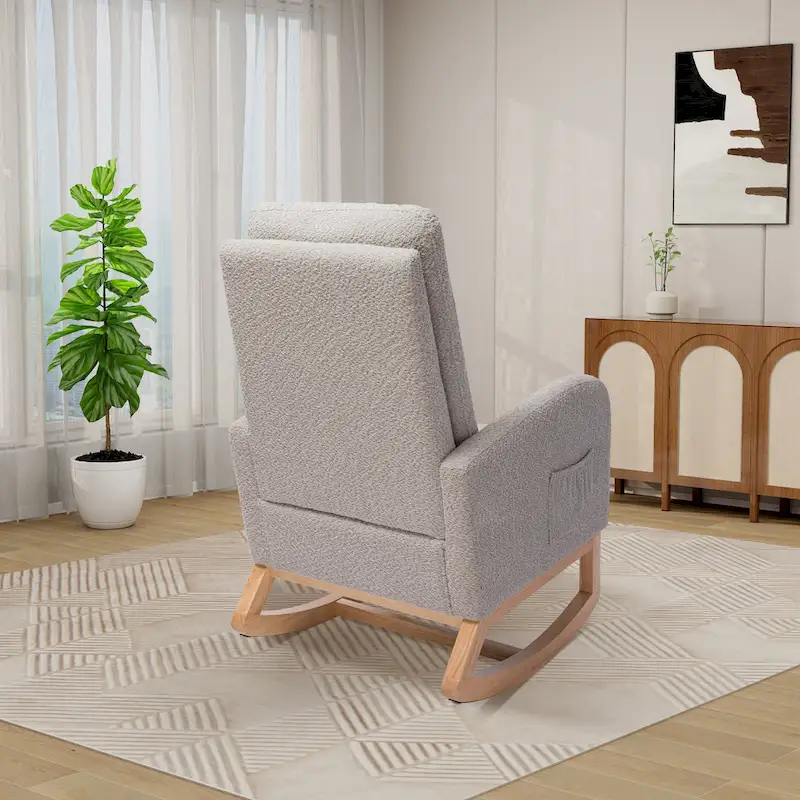 Ergonomic High Back Rocking Chair with Adjustable Footrest