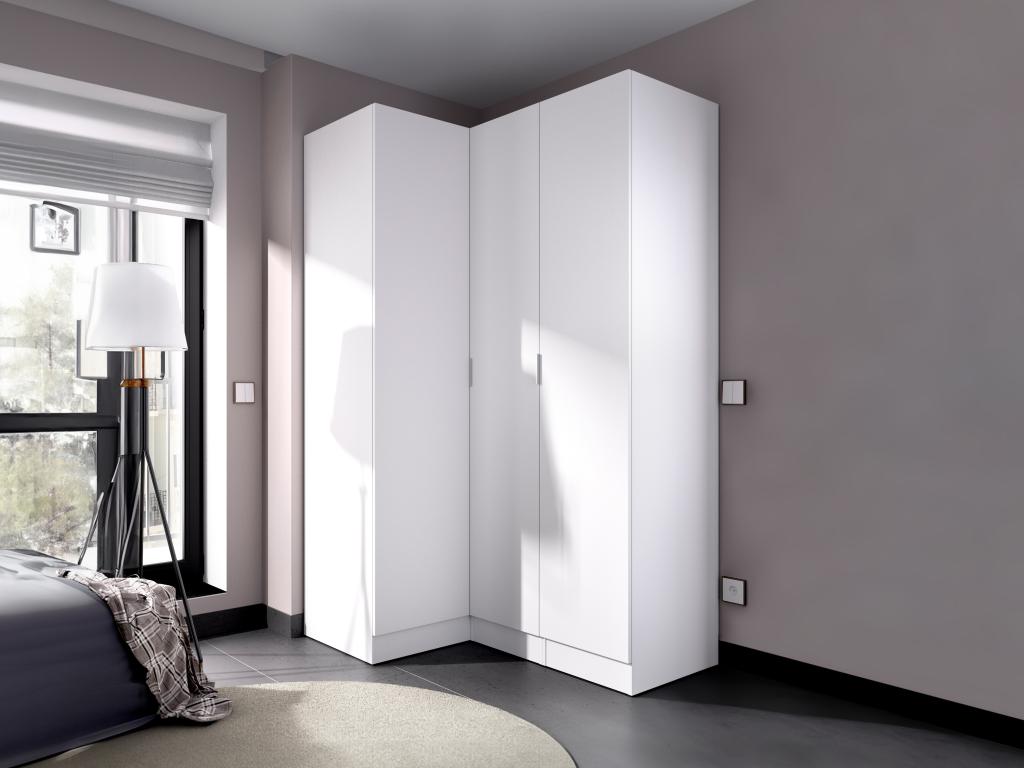 Armario esquinero de 3 puertas - blanco