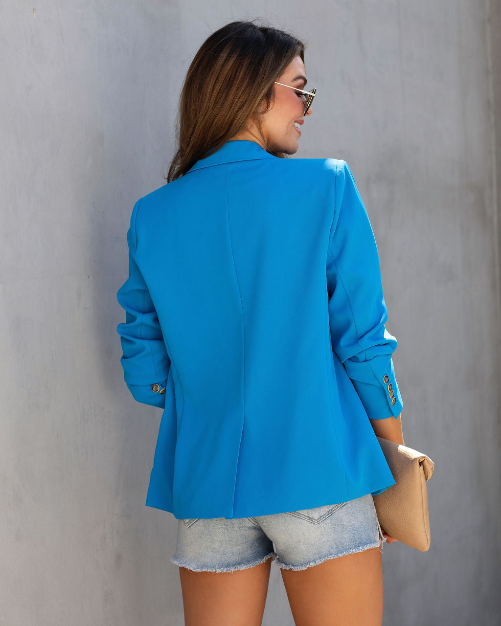 Long Shot Pocketed Blazer - Aqua Blue - Se7enfashion