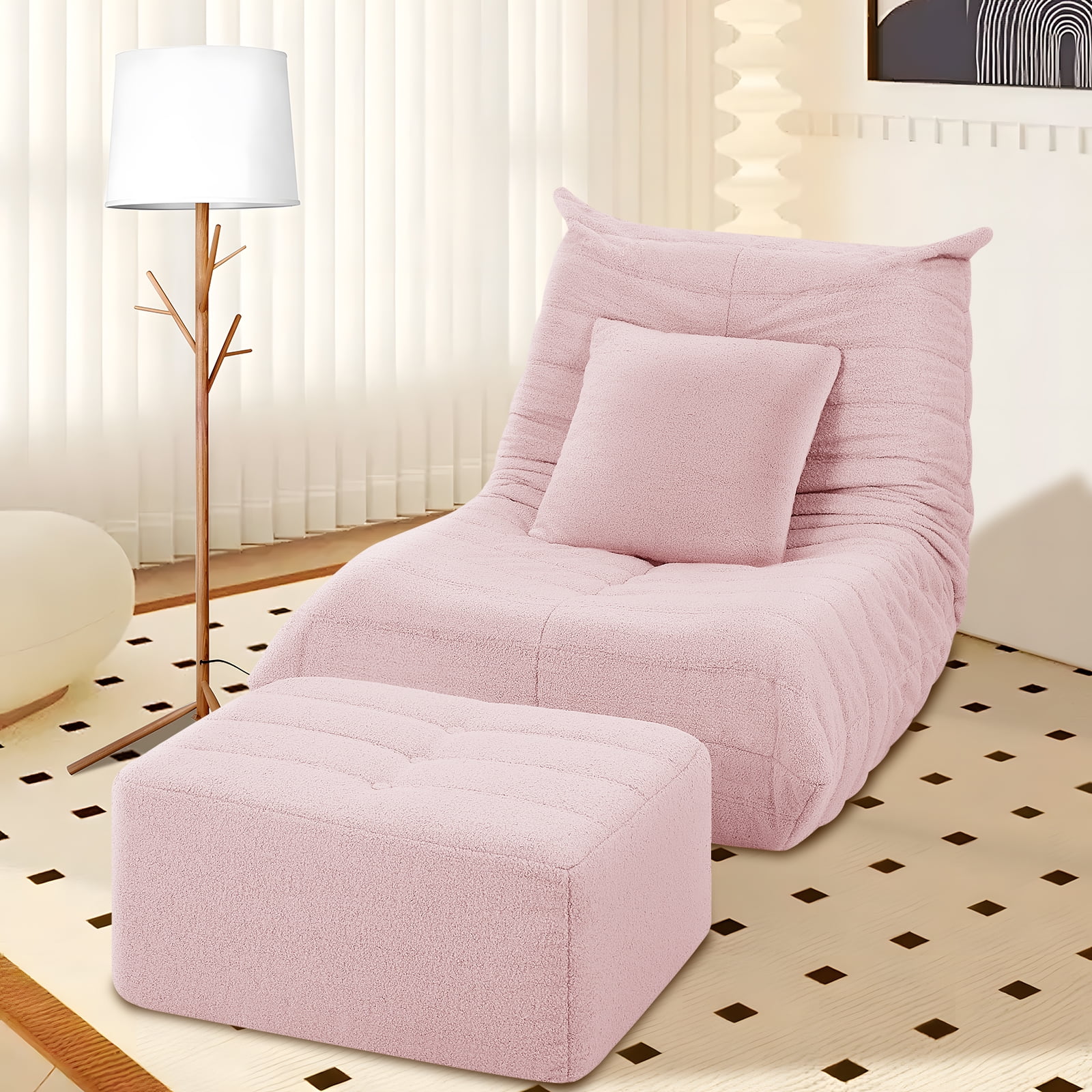 VFD Bean Bag Chairs for Adults, Beanbag Chair with Ottoman Lounge Sofa Memory Foam Comfy Reading Chair for Bedroom & Living Room, Lazy Floor Sofa Couch - Image 14