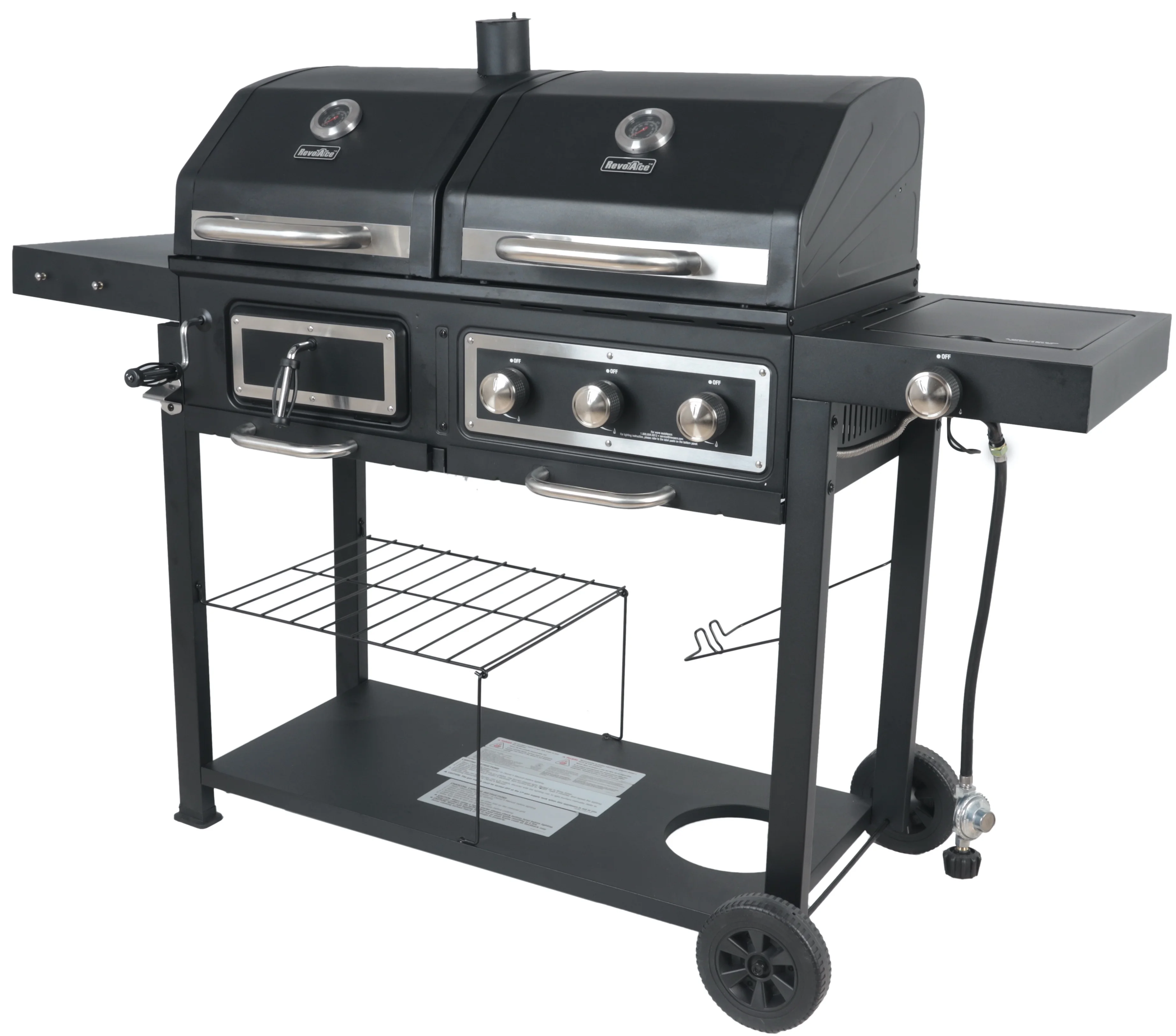 Dual Fuel Gas & Charcoal Combo Grill, Black with Stainless - Image 13