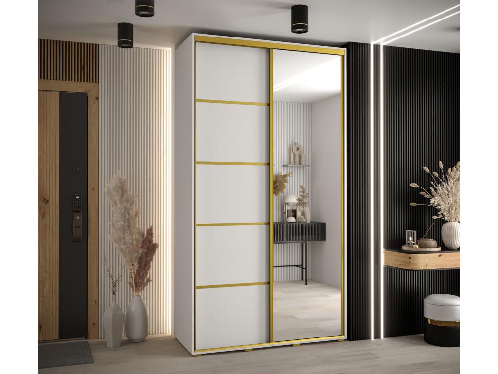 ARMARIO DAVOS 5 DE PUERTAS CORREDERAS 235,2/130/45 2 puertas (Blanco/Blanco/Oro)