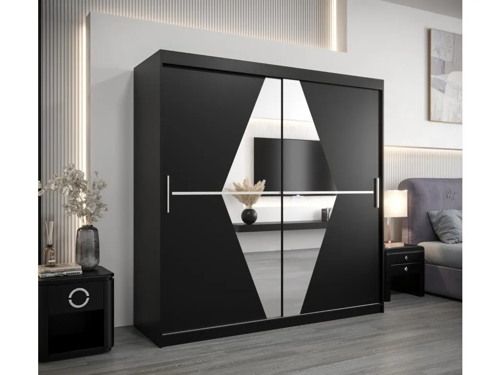 Armario Hogarmini de puertas correderas 200/200/62 2 puertas (negro/negro) vkth45795