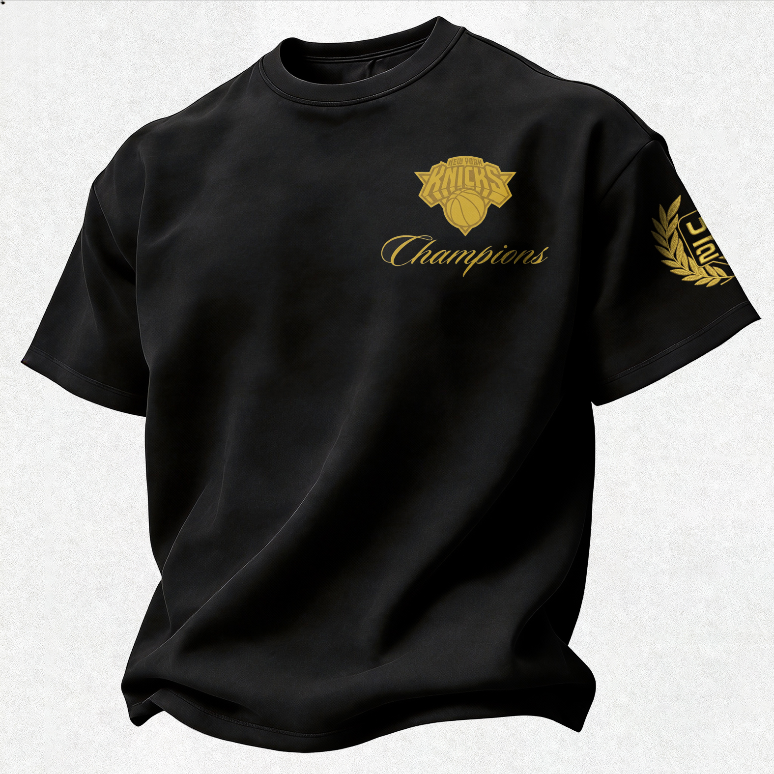 New York Basketball Golden Laurel Wreath Printed Unisex Oversized T-shirt