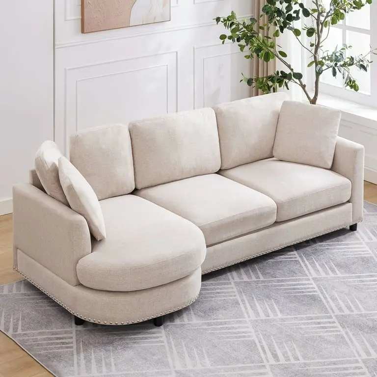 L Shape Sectional Sofa with Chaise and Cushioned Seating