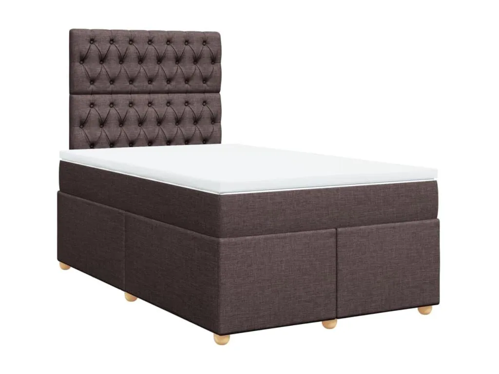 Cama box spring con colchón tela marrón oscuro 120x200 cm cit3522198