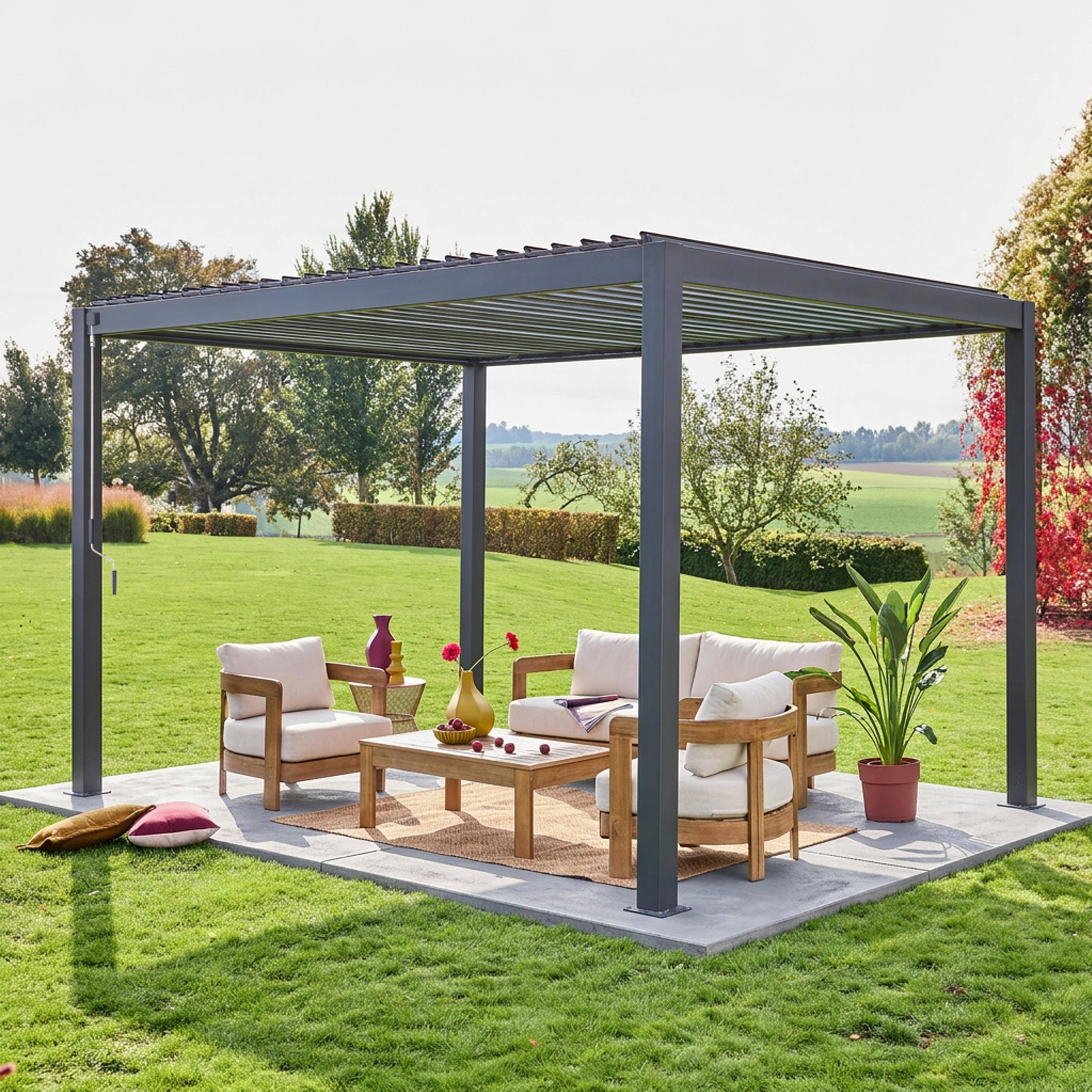 Triomphe 3x4m - Pérgola bioclimática 3x4m de aluminio con lamas orientables