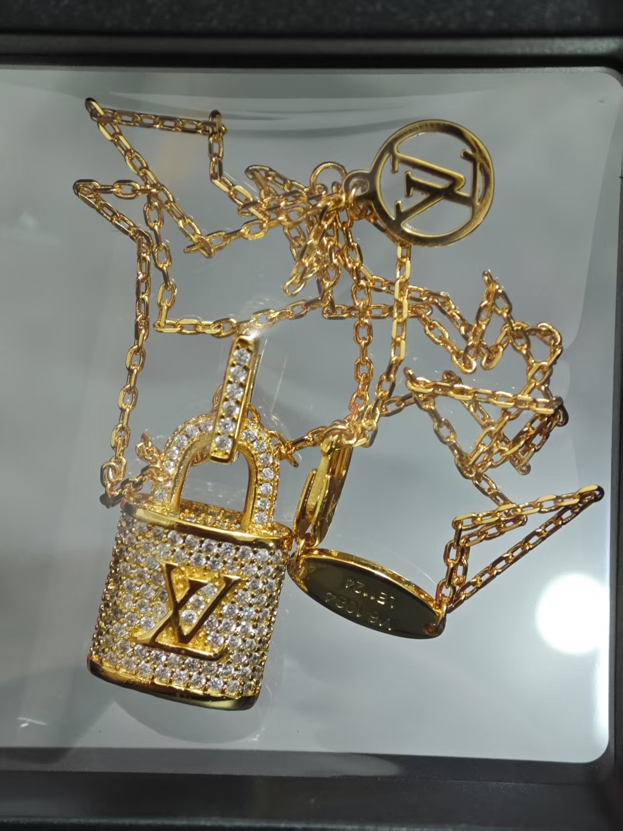 Louis Vuitton Diamond Lock Pendant Necklace Earrings - Original Replica Club