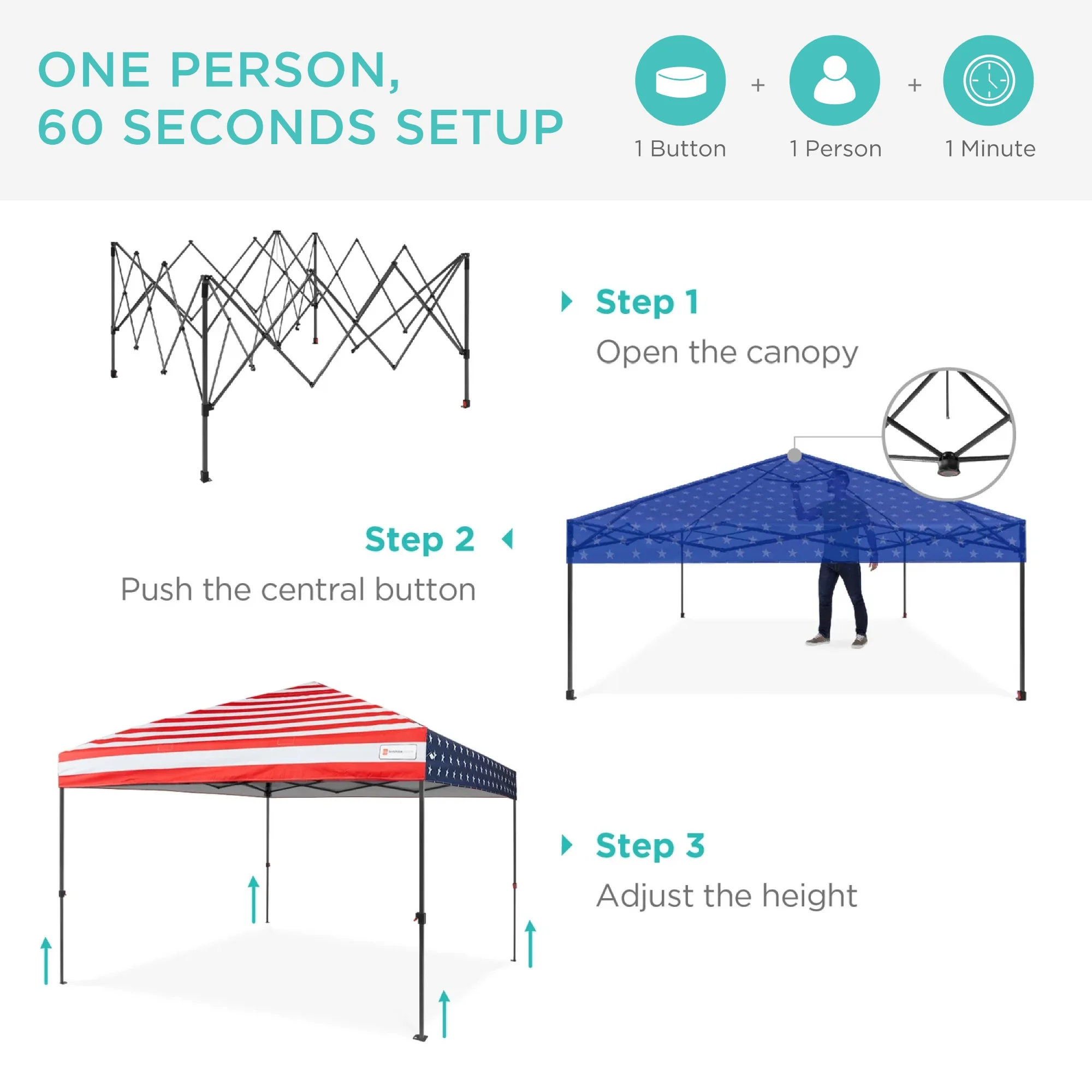 Best Choice Products 12x12ft Easy Setup Pop Up Canopy w/ 1-Button Setup, Wheeled Case, 4 Weight Bags - Navy Blue - Image 151