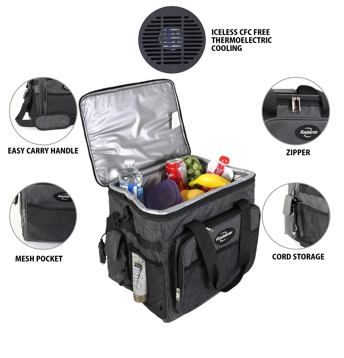 Koolatron 12V Electric Cooler Bag, 25L (26 qt), Collapsible, Gray/Black - Image 2