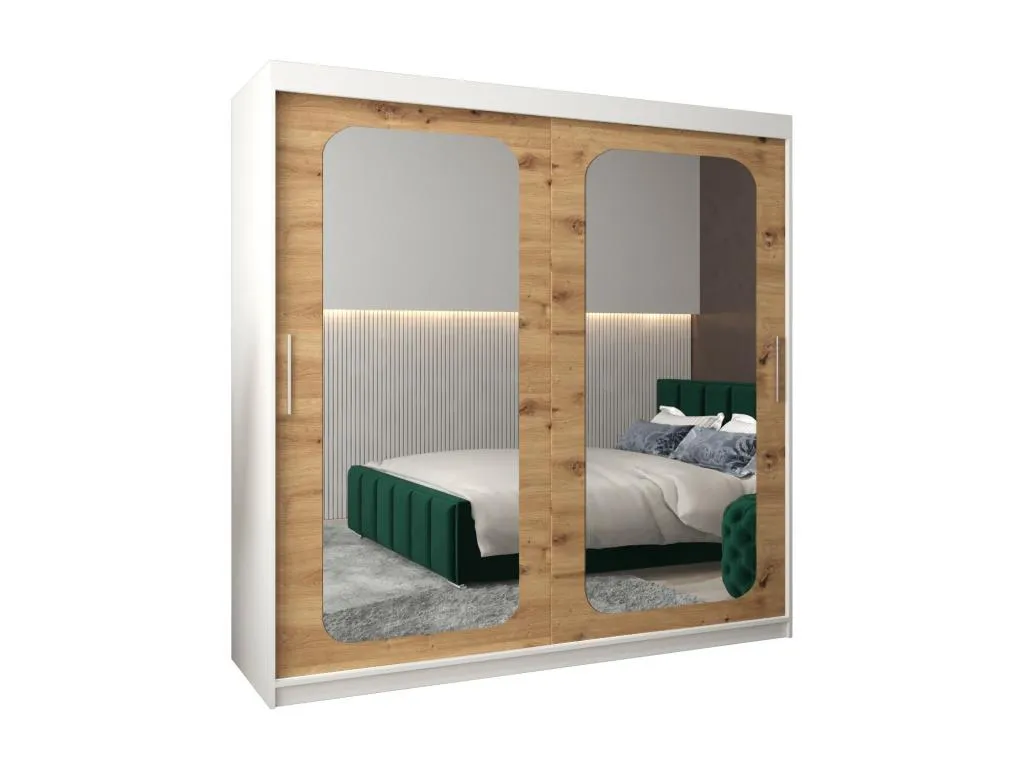 Armario Lluesmahome T3 con dos puertas correderas de 200/200/62 cm (blanco/artisan)  YR1996483