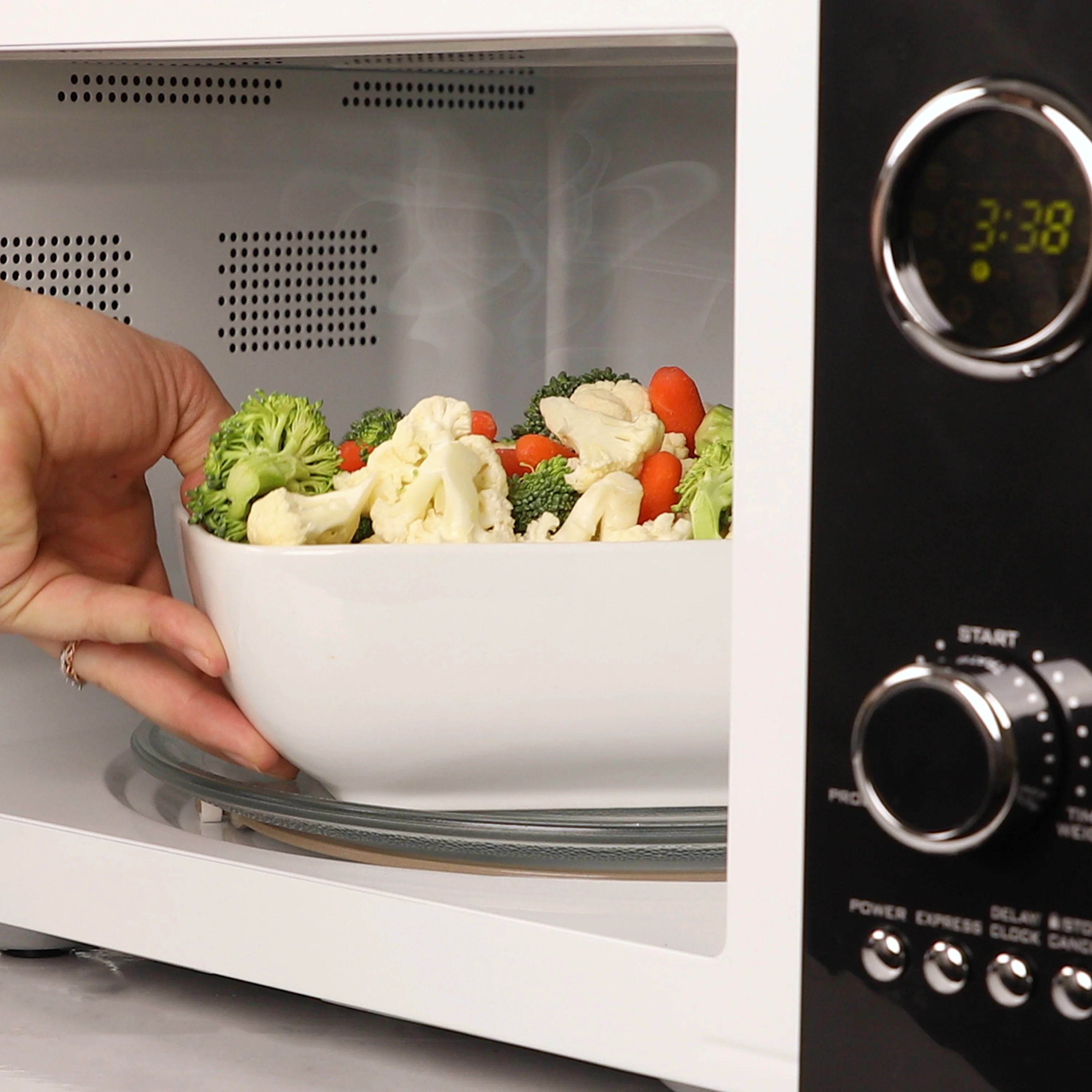 Nostalgia Retro Microwave for Countertop 0.9 cu ft Vintage Microwave, Ivory - Image 38
