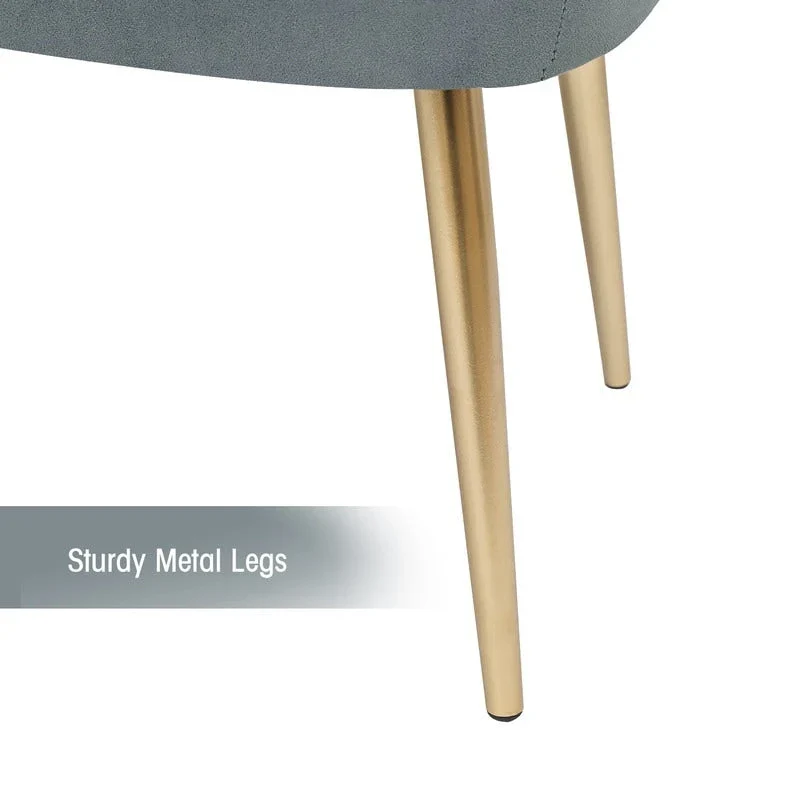 Adeco Velvet Footrest Bench with Metal Legs - Stylish Bed End Stool and Dressing Chair
