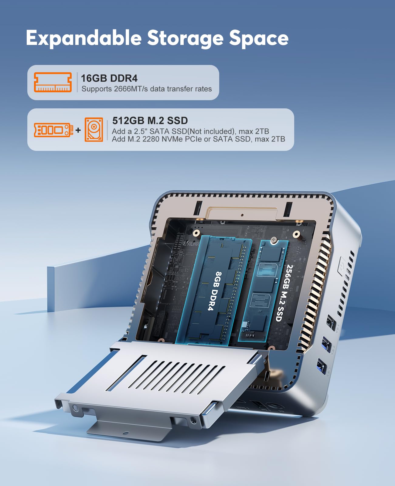 KAMRUI GK3Plus Mini PC, 16GB RAM 512GB M.2 SSD Mini Computers