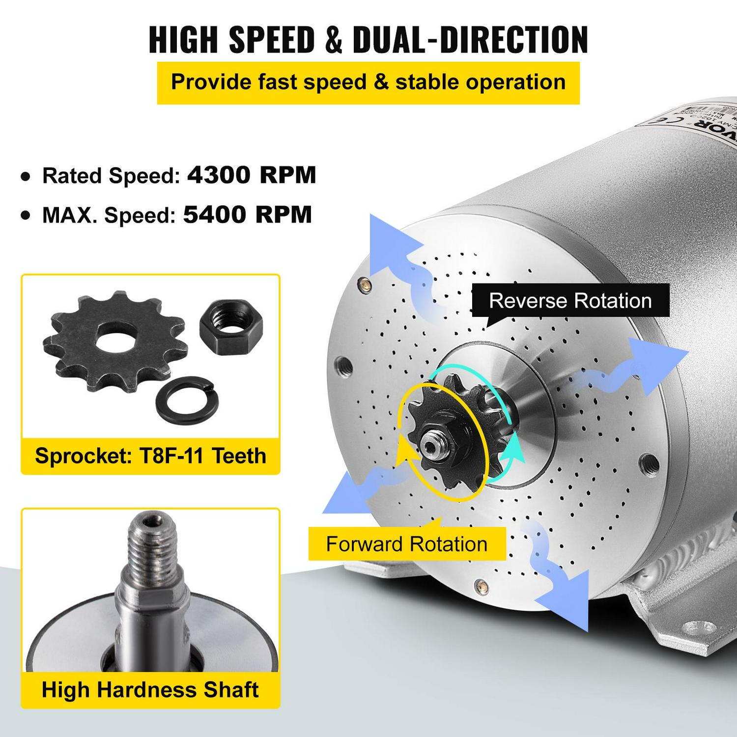 VEVOR 48V 2000W Brushless DC Motor Kit. 4300 RPM. with Controller & Throttle. for Go Kart/ATV. 10 lb - Image 4