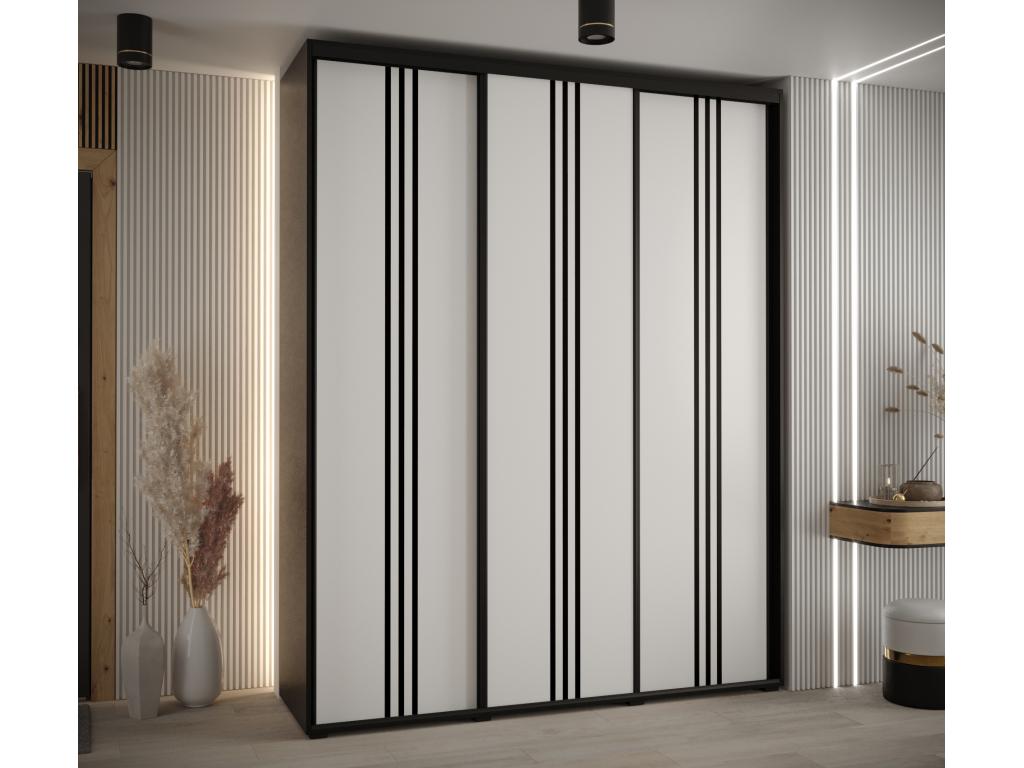 ARMARIO DAVOS 6 DE PUERTAS CORREDERAS 235,2/200/45 3 puertas (Negro/Blanco/Negro)
