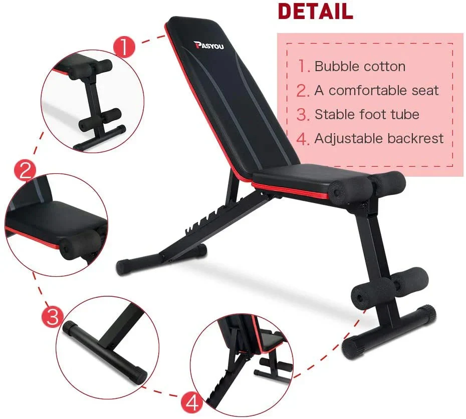 PASYOU Adjustable Weight Bench - 7 Back Positions, 500 lbs Capacity - Image 4 PASYOU Adjustable Weight Bench - 7 Back Positions, 500 lbs Capacity - Image 4