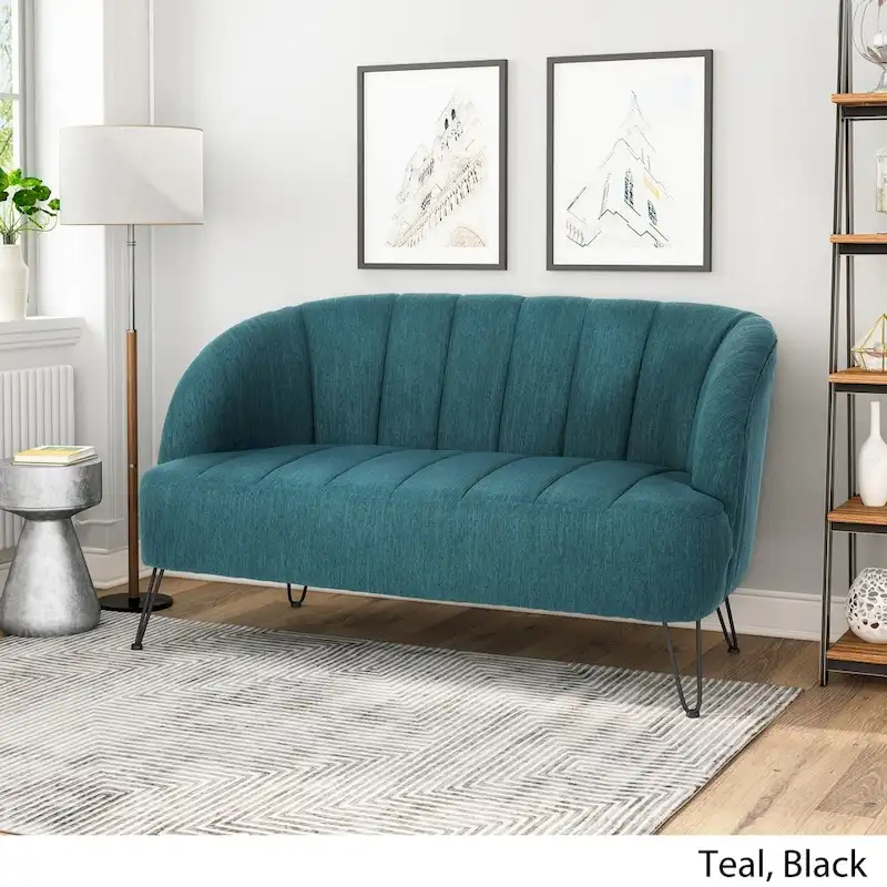 Christopher Knight Home Lupine Contemporary Fabric Loveseat with Hairpin Legs