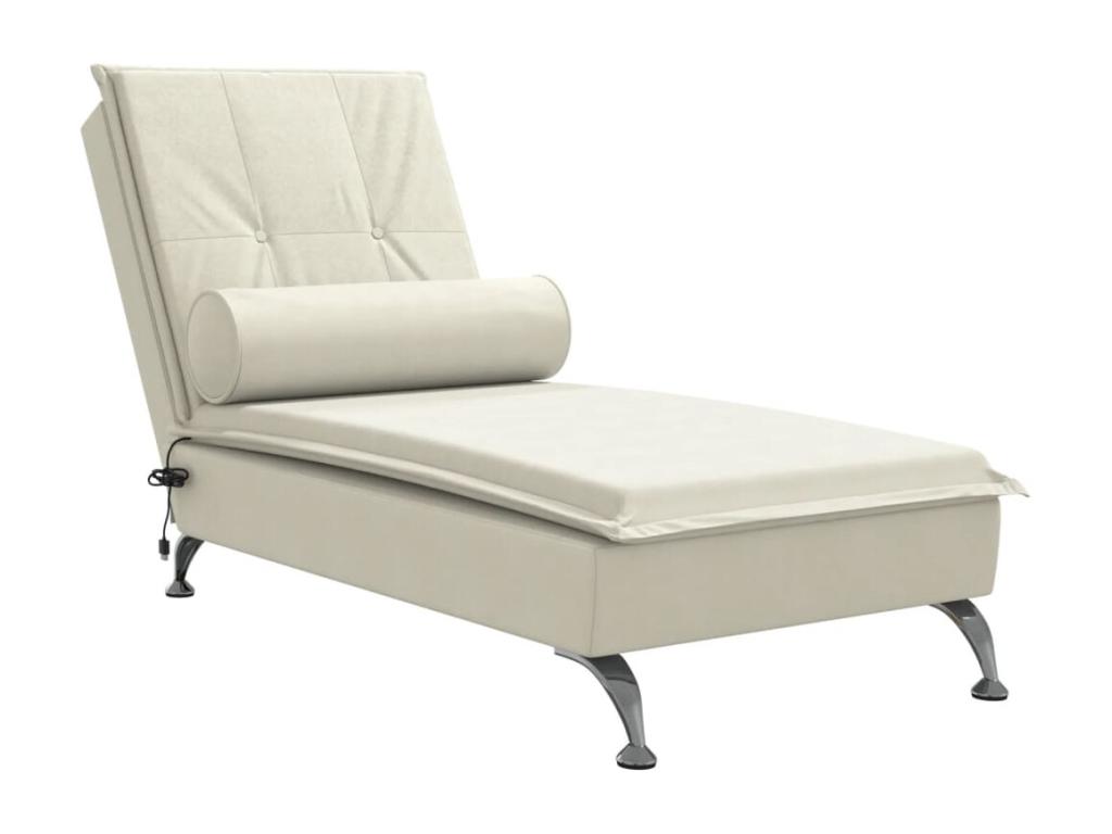 Sillón de masaje con respaldo de terciopelo color crema
