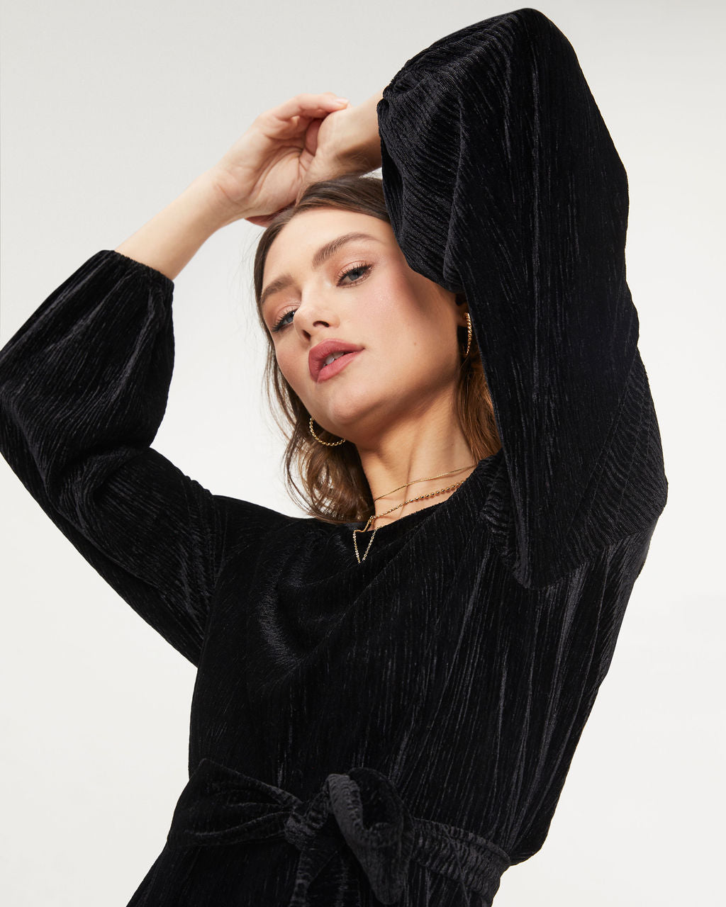 Harlyn Velvet Tie Dress - Black - Se7enfashion