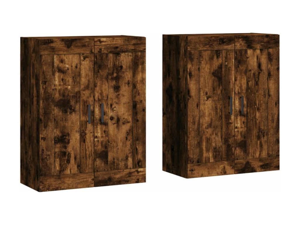 Armarios de pared 2 uds madera de ingeniería roble ahumado