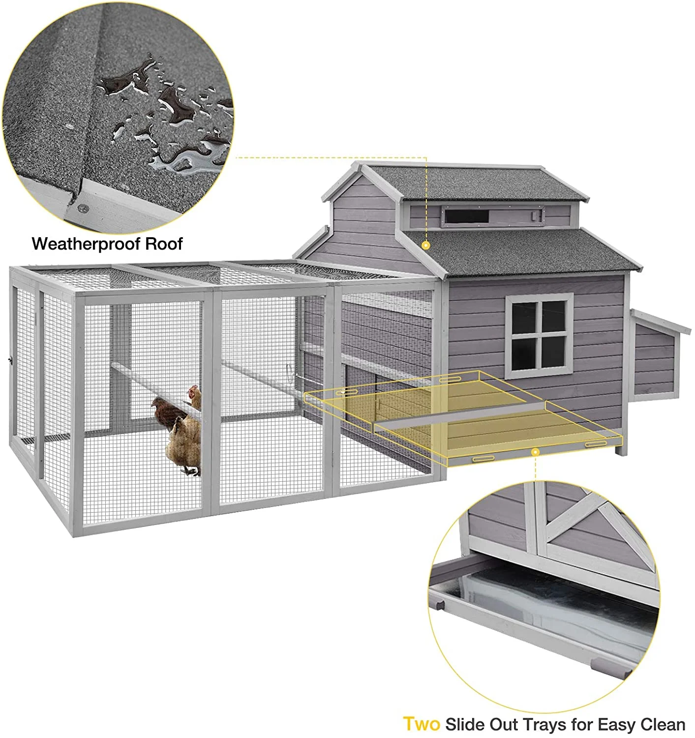 Aivituvin Extra Large Chicken Coop Wooden Hen House for 8-10 Chickens - Image 5