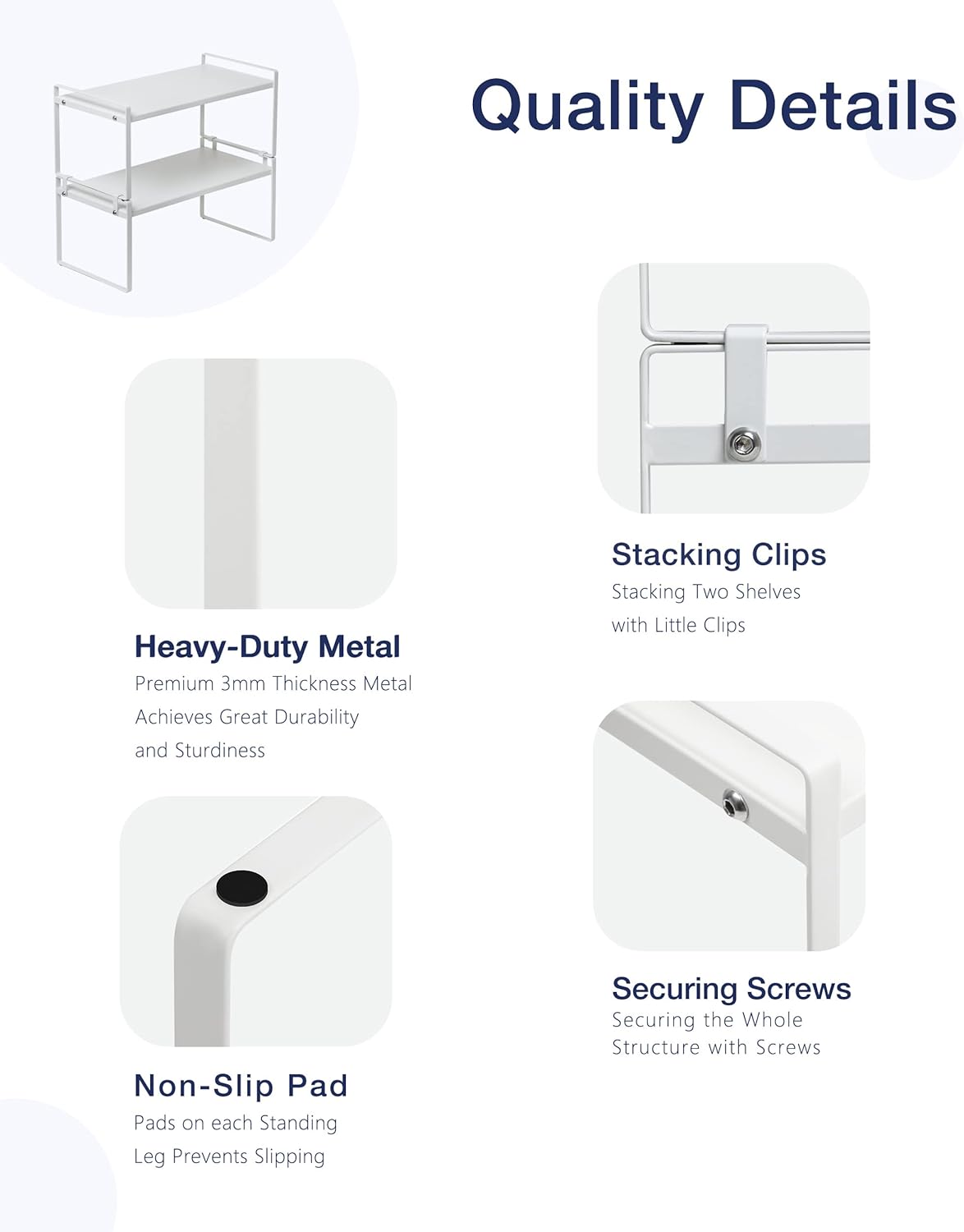 Nxconsu 2 Pack Cabinet Shelf Organizer 16.1