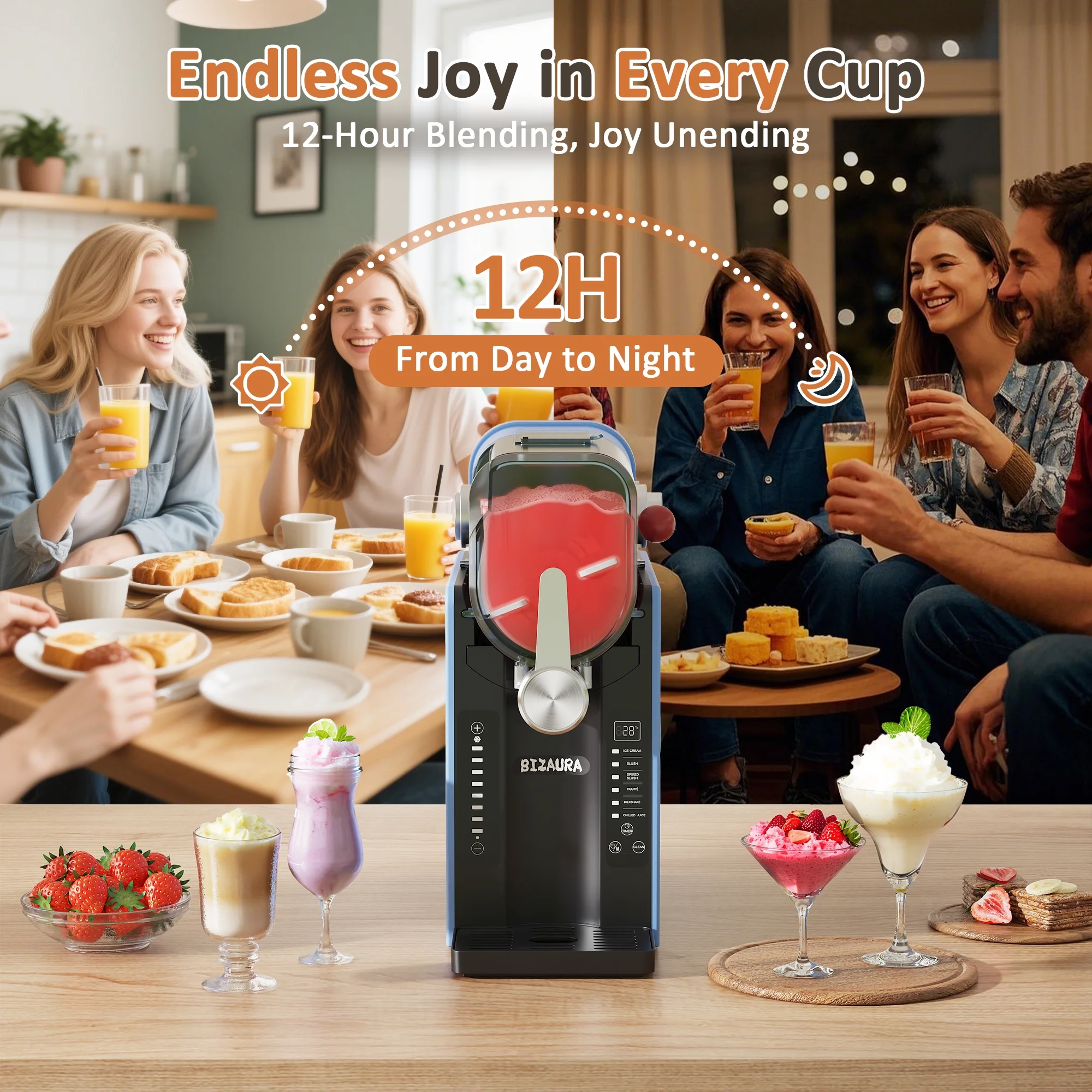BIZAURA Slushie Machine, Slushy Machine for Home No Ice Need, Professional Frozen Drink Maker, 6 Presets for Milkshakes, Frapp-s, Slush, Ice Cream - Image 14