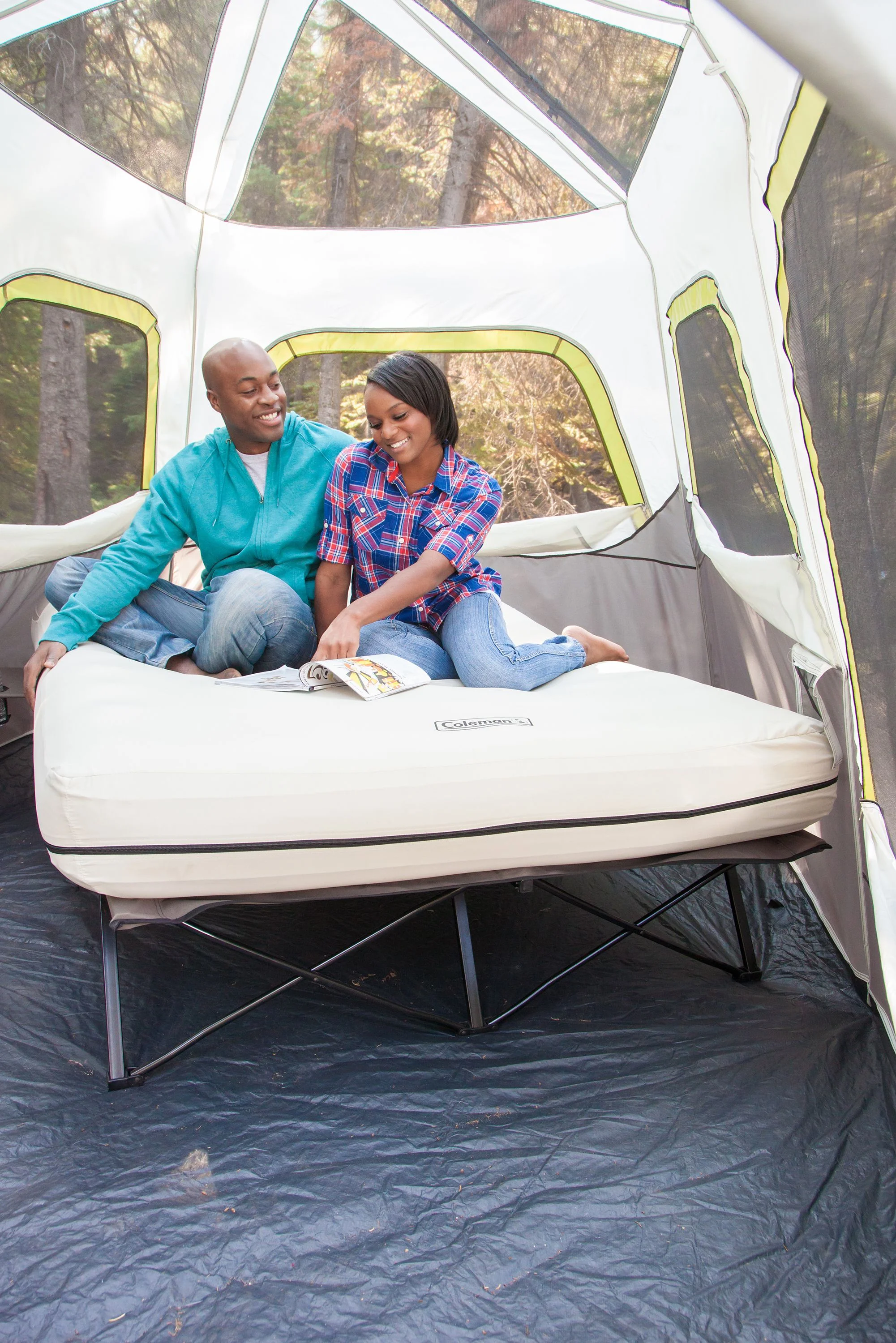 Coleman Cot and Thick Queen Air Mattress Combo Side Tables, Pump Included - Image 7