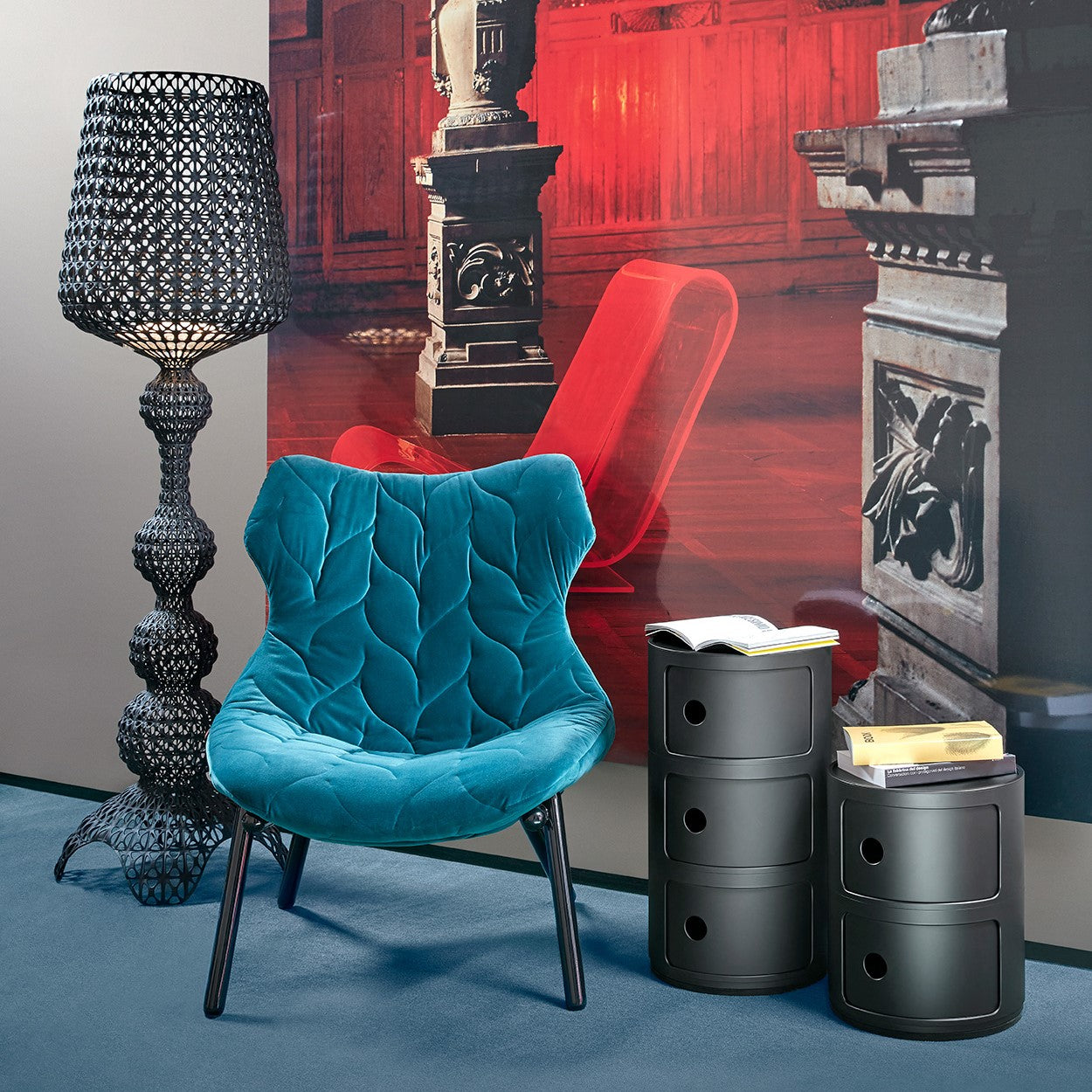 Kartell Componibili Kast Ø 32 cm - 3 Modules - Mat Zwart