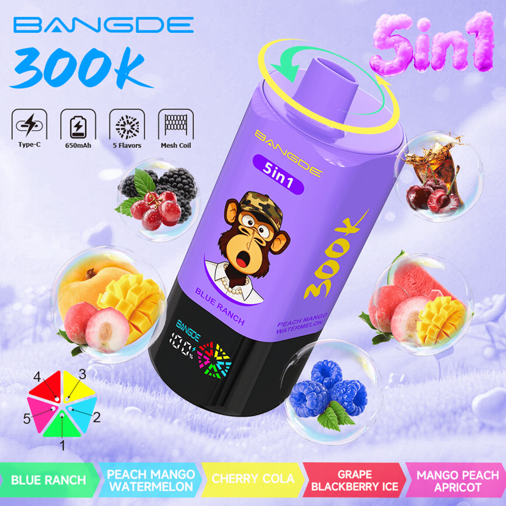 Bang DE 300K 5-in-1Disposable Vape|Up to 300,000 Puffs & Five Flavors in One Device