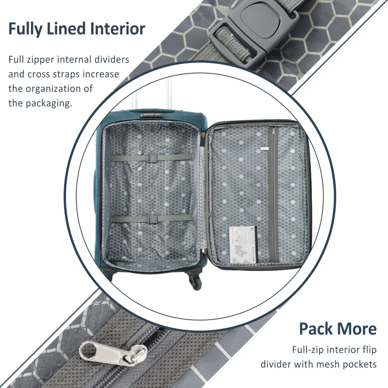 Softside Luggage Expandable 3 Piece Set Suitcase Upright Spinner Softshell Lightweight Luggage Travel Set - Image 59