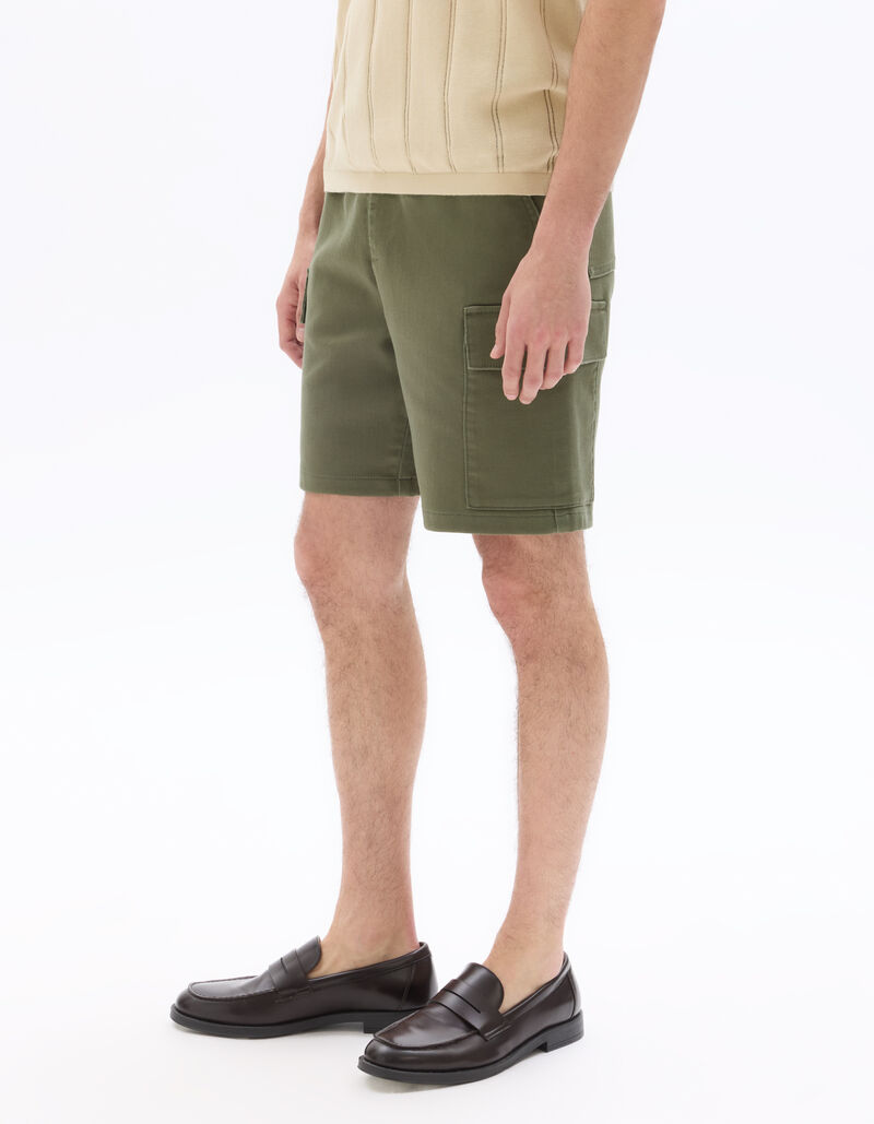 Stretch Cotton Cargo Shorts - Beige