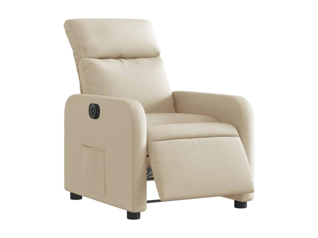 Sillón reclinable eléctrico de tela crema