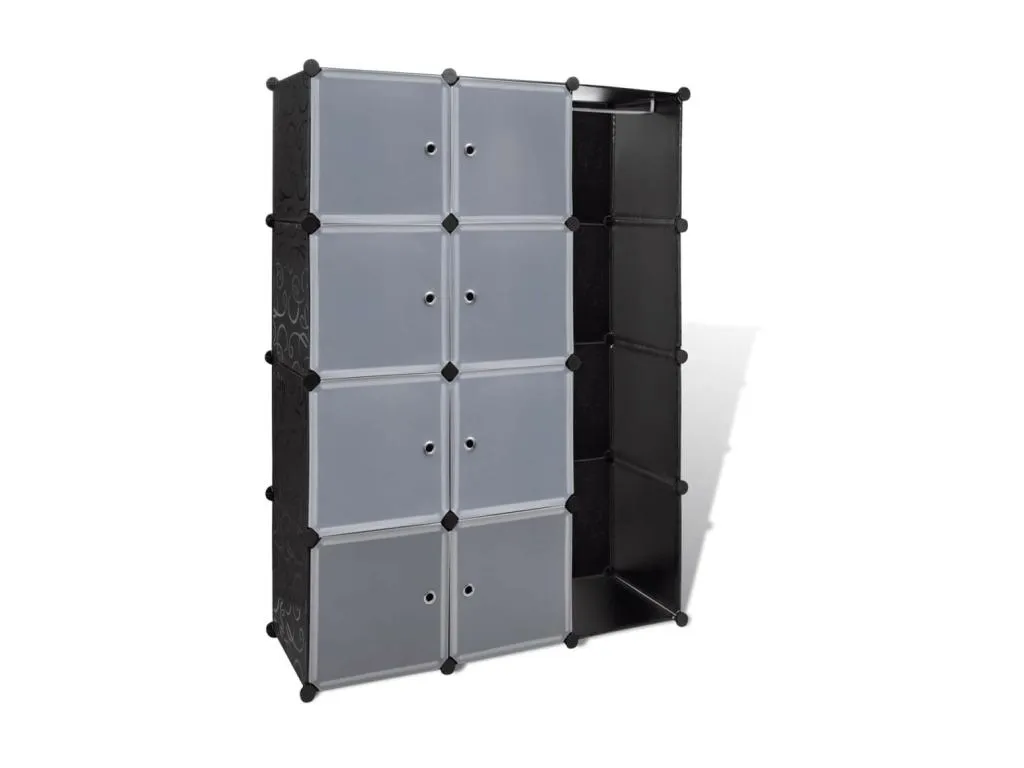 Armario modular 9 compartimentos negro y blanco 37x115x150 cm