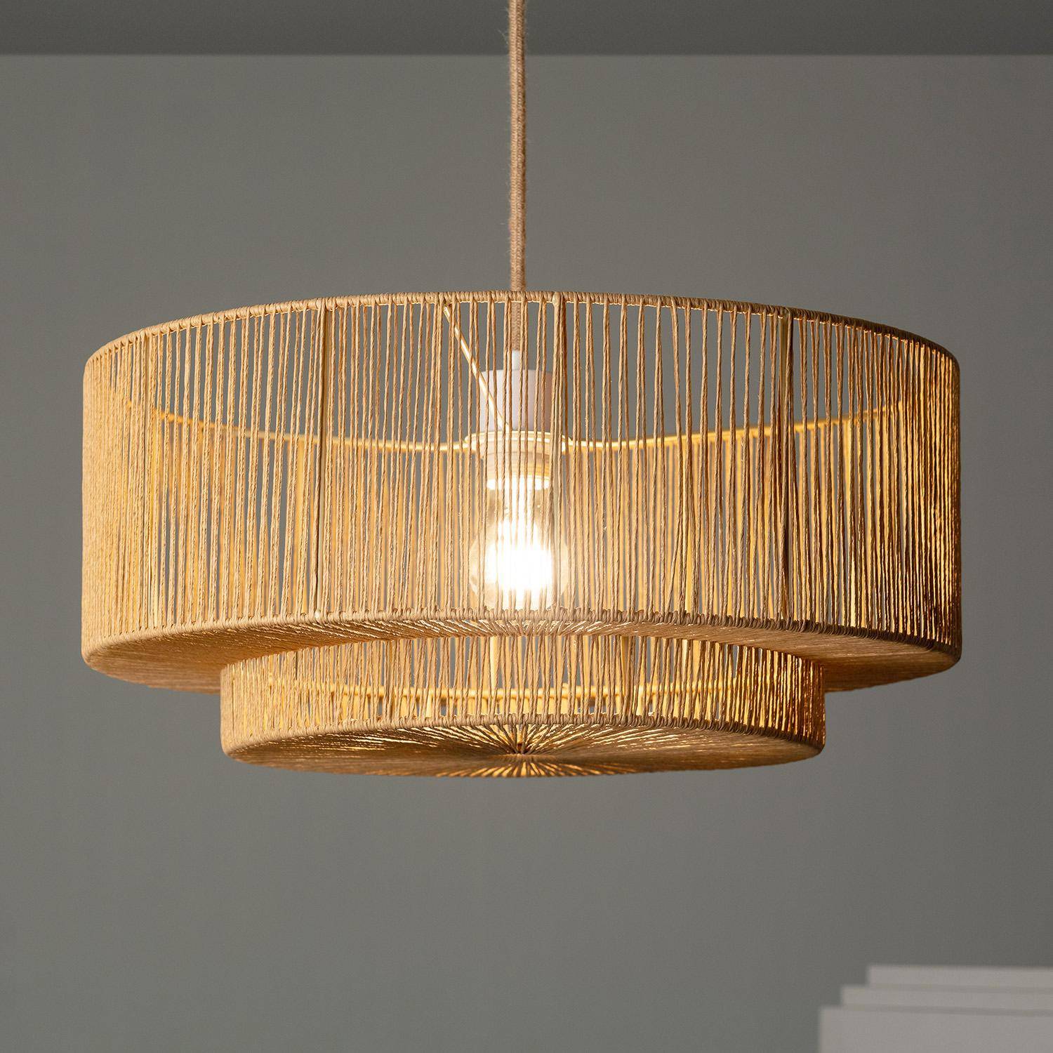 Coline - Lámpara colgante de techo con efecto ratán, 50cm