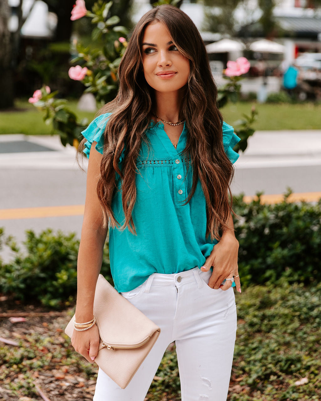 Levine Embroidered Babydoll Top - Light Teal - FINAL SALE - Se7enfashion