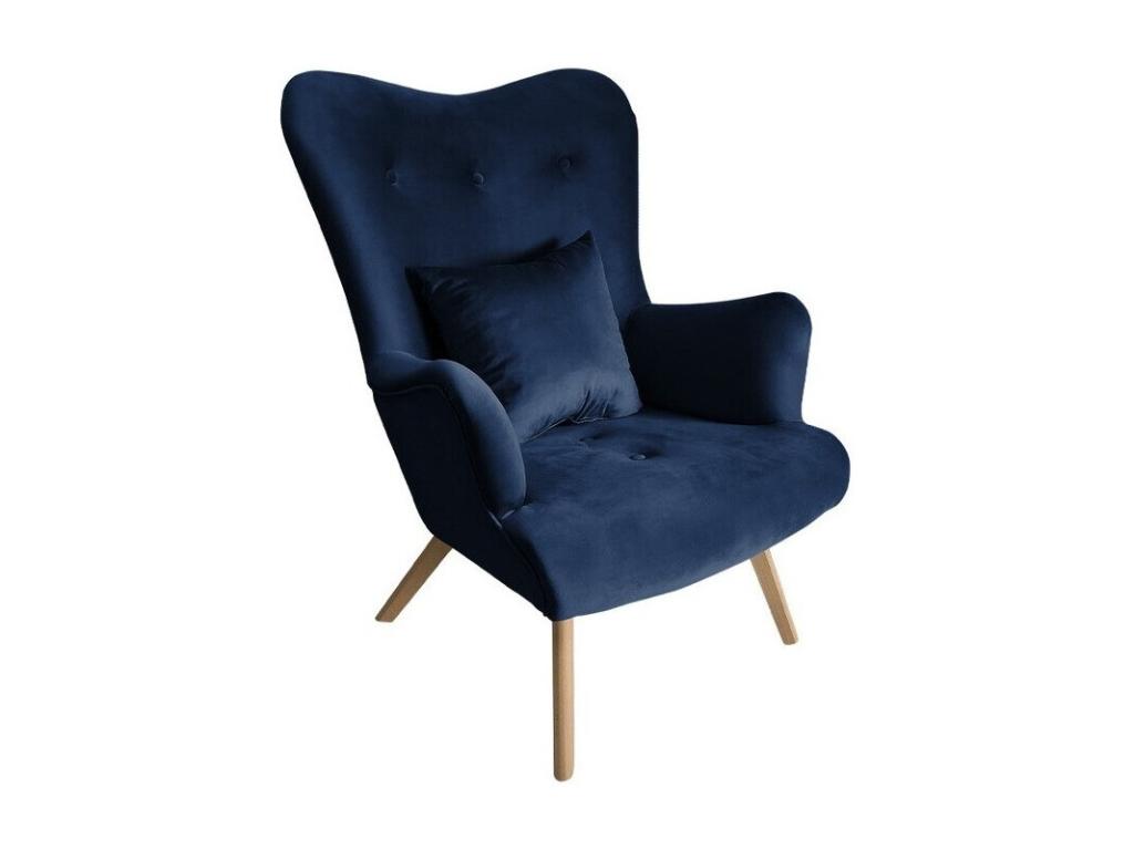Sillón Cozetiq 102 - Azul - 100x76x90cm - Tapiz - Patas Madera