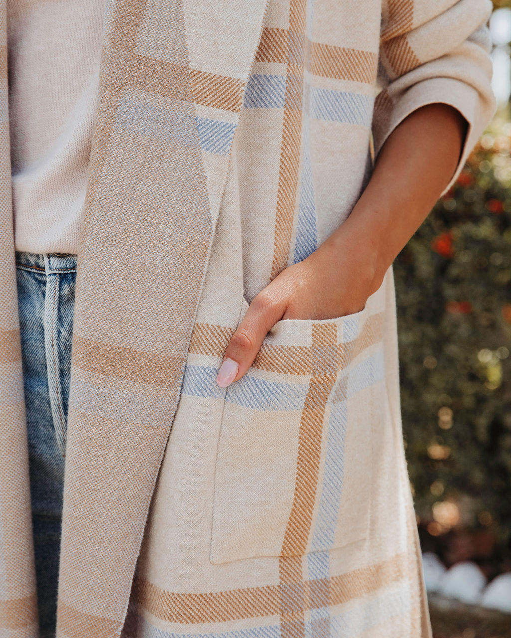 Dear Autumn Plaid Pocketed Cardigan - Se7enfashion