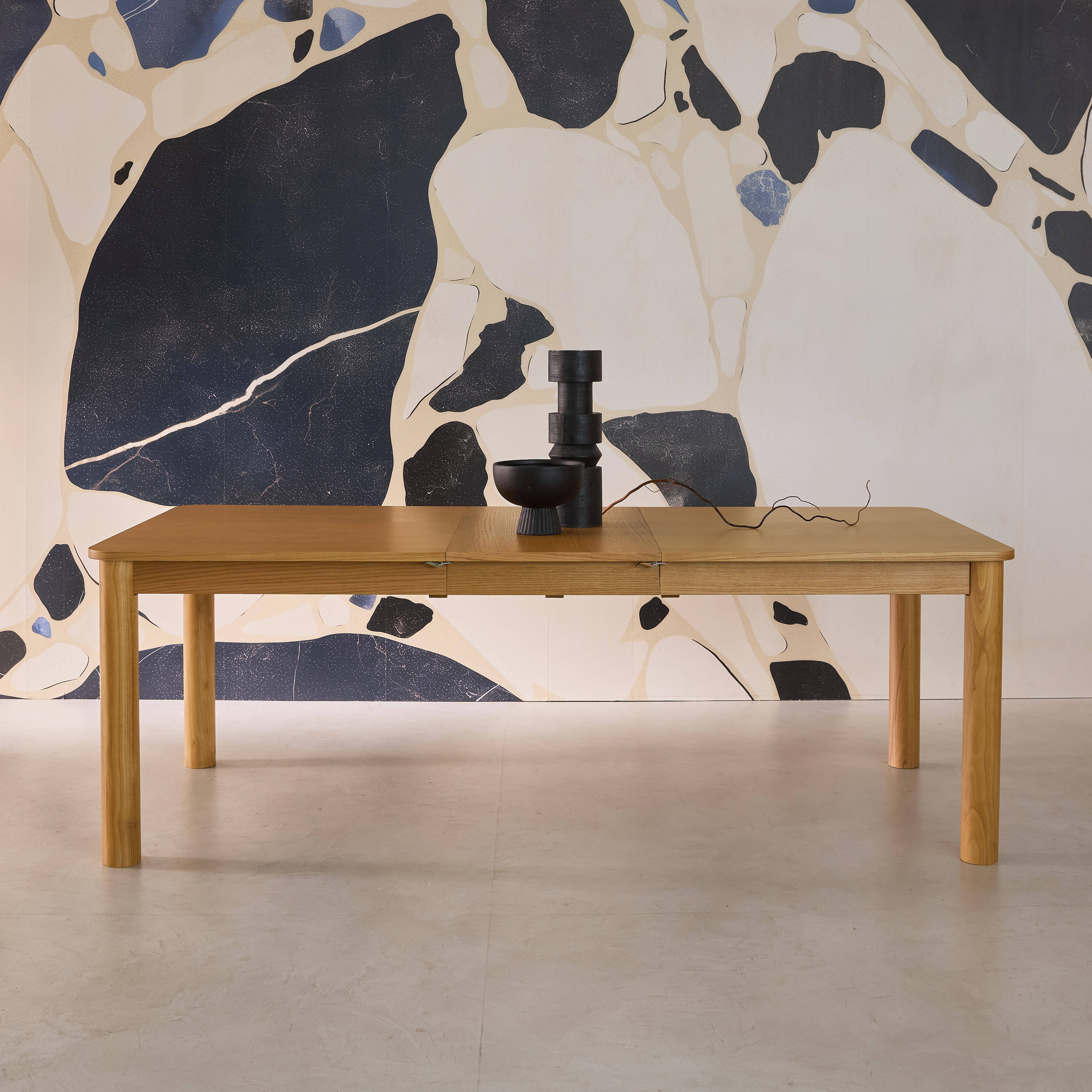 Solene - Mesa de comedor rectangular de madera extendible, 6 a 10 plazas