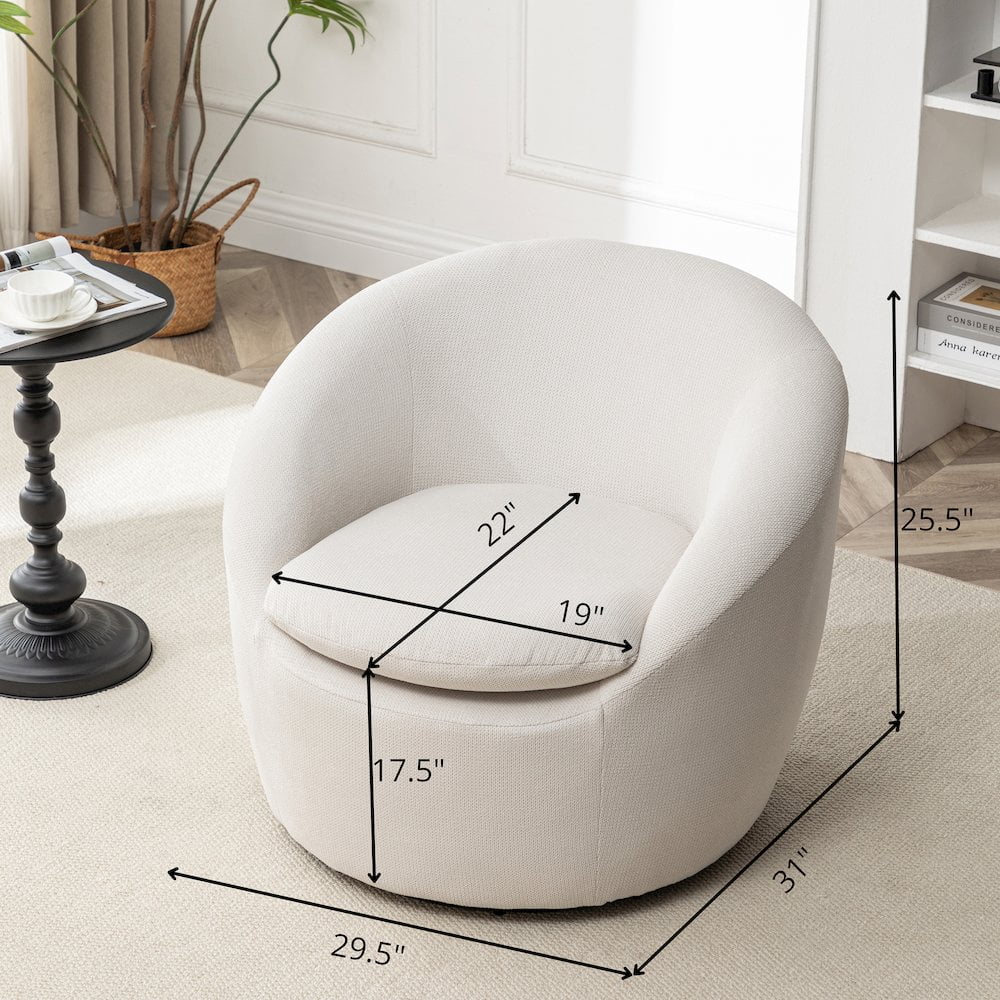 Roundhill Furniture Winnie Modern Barrel Chair, 360- Swivel - Image 6