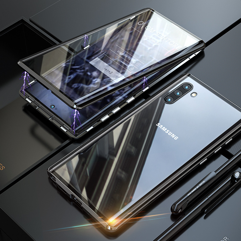 Magnetic Adsorption Transparent Tempered Glass Phone Case for Samusung