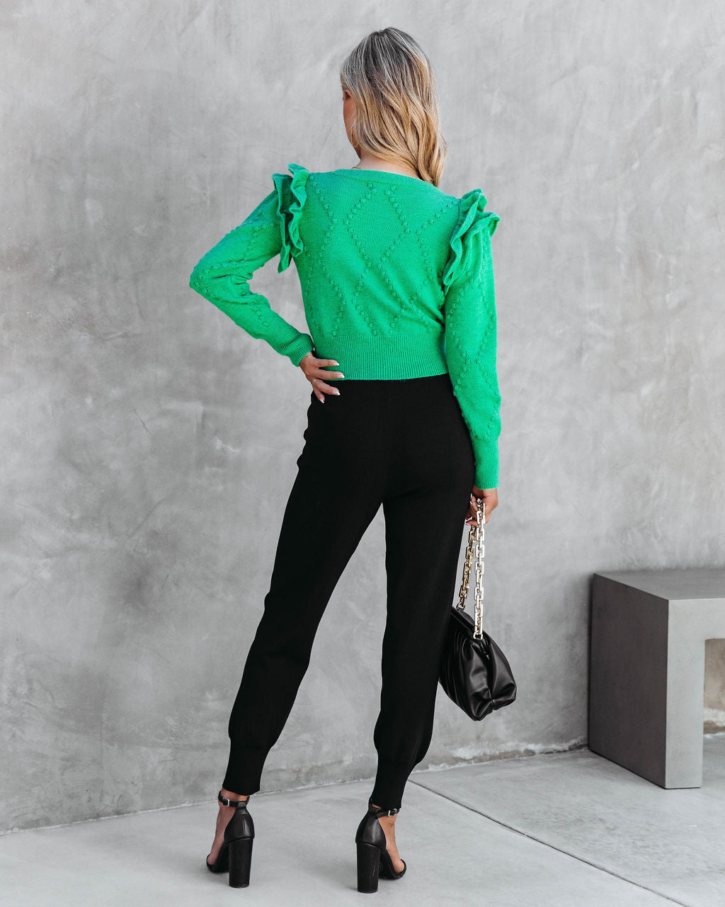 Thinking Of You Knit Ruffle Cardigan - Kelly Green - Se7enfashion
