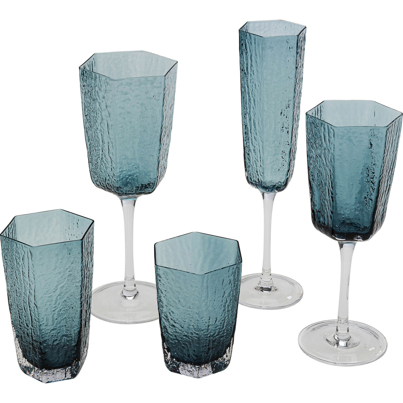 Wijnglazen Wit Cascata blauw (6 Set) Kare Design