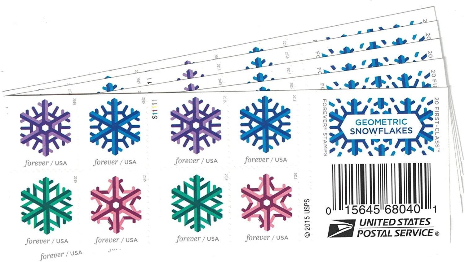 Geometric Snowflakes Forever Stamps