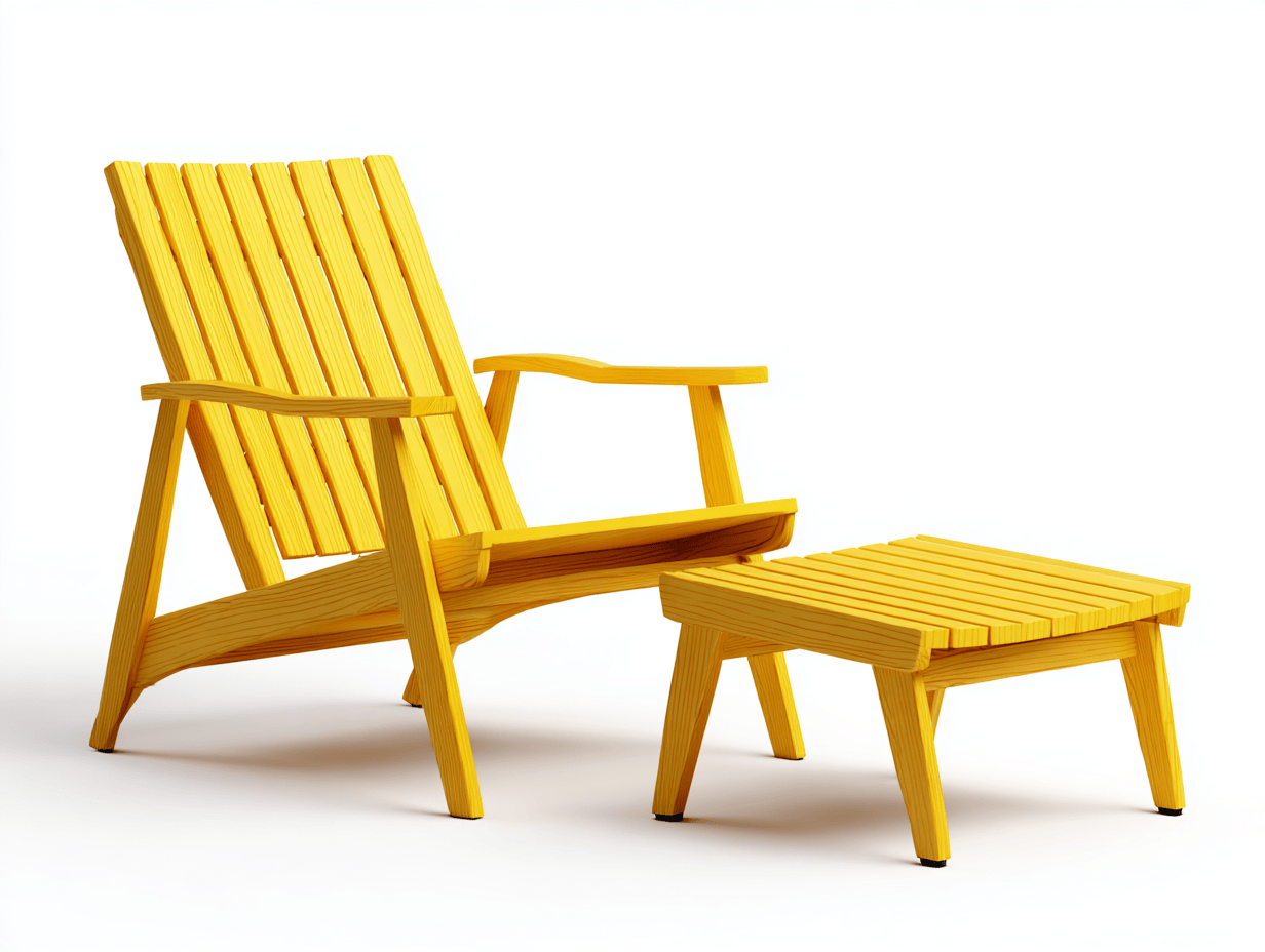 Sillón de exterior con reposapiés – madera amarilla