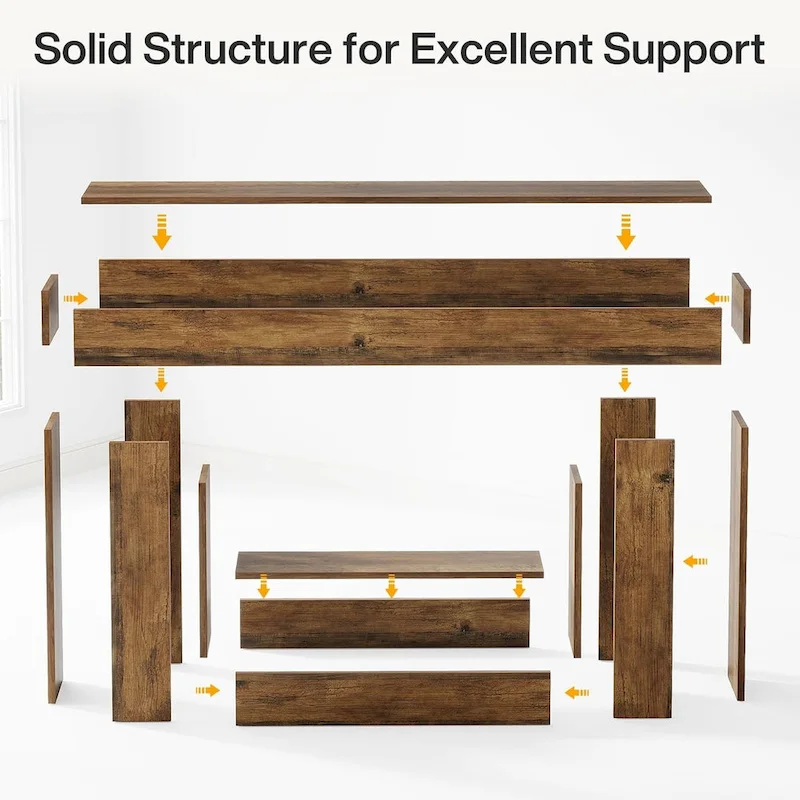 63-Inch Brown and Gray Slim Wooden Console Table for Entryway
