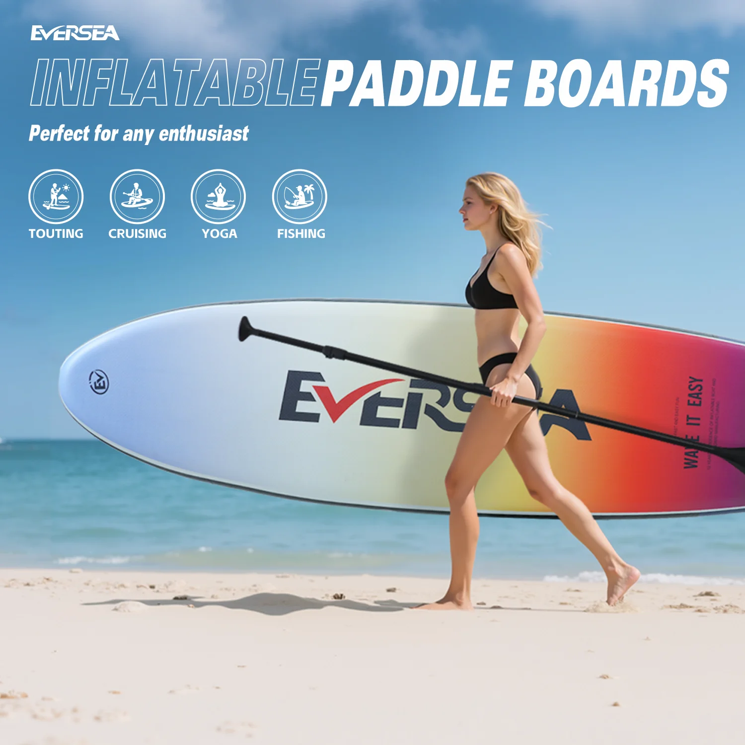 MSEASFREE 10' Inflatable Stand up Paddle Board,with Premium SUP Paddle Board Accessories,Non-Slip Comfort Deck for Youth & Adults - Image 9